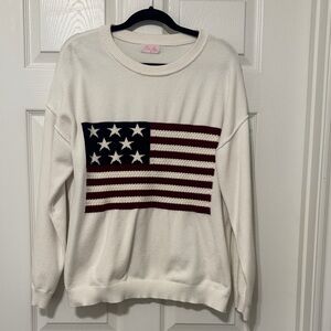 Pink Lily Home of The Free American Flag Sweater